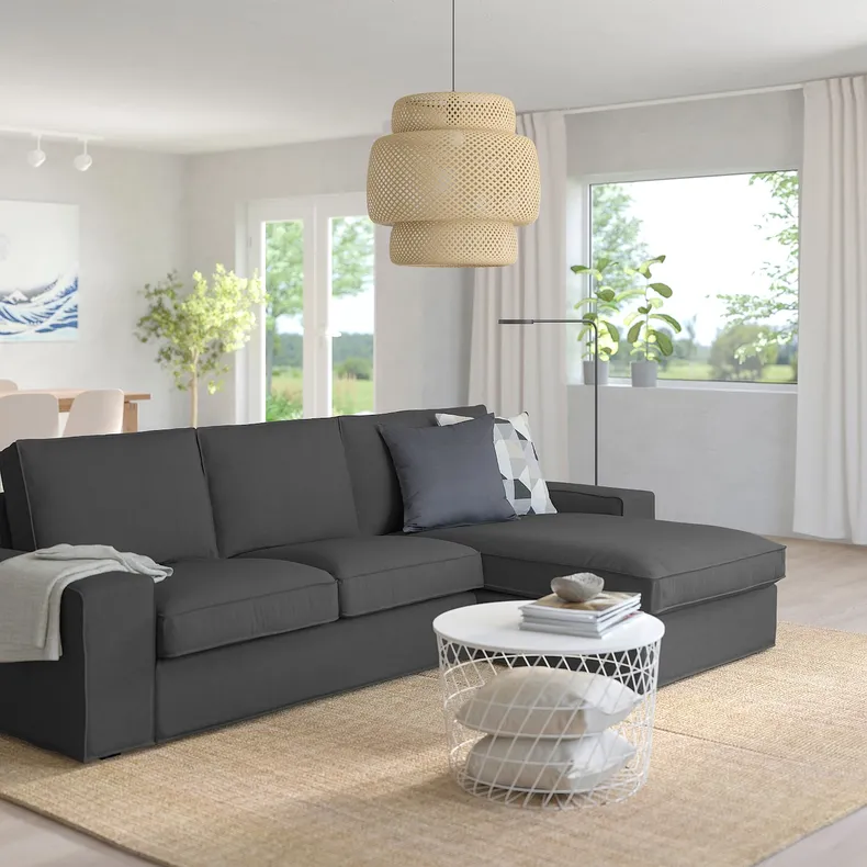 IKEA KIVIK КІВІК, 3-місний диван із кушеткою, Талміра середньо-сіра 594.847.79 фото №4