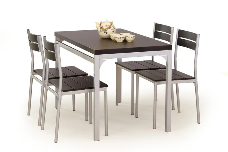 Столовый комплект HALMAR MALCOLM стол + 4 стула 110x70 см, венге фото №1