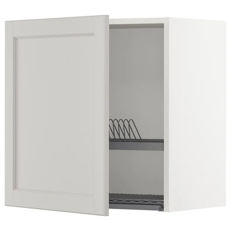IKEA METOD МЕТОД, навесной шкаф с сушилкой, белый / светло-серый, 60x60 см 494.687.89 фото №1