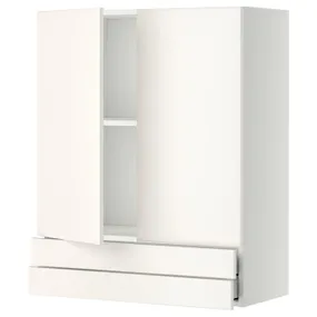 IKEA METOD МЕТОД / MAXIMERA МАКСІМЕРА, навісна шафа, 2 дверцят / 2 шухляди, білий / ВЕДДІНГЕ білий, 80x100 см 994.573.40 фото