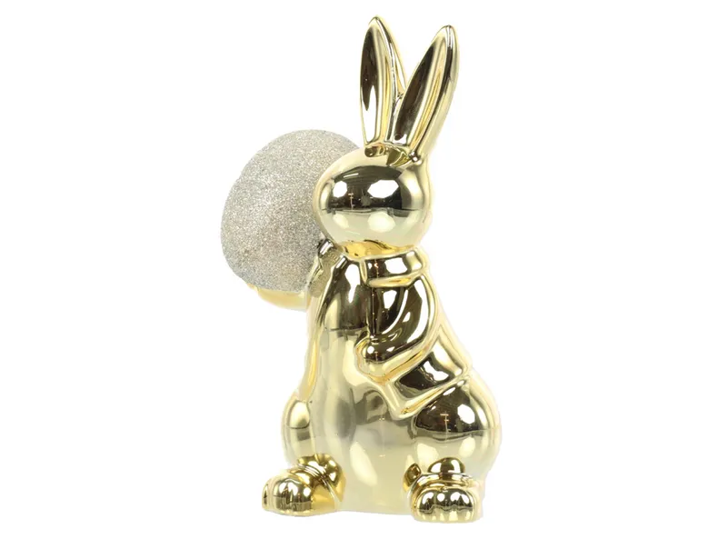 BRW Декоративна фігурка BRW Кролик з яйцем, золотий 092553 фото №2