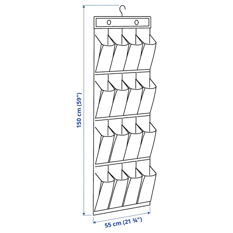 IKEA SKUBB СКУББ, підвісн модуль д/взуття/16 кишеньок, темно-сірий 904.000.08 фото №3