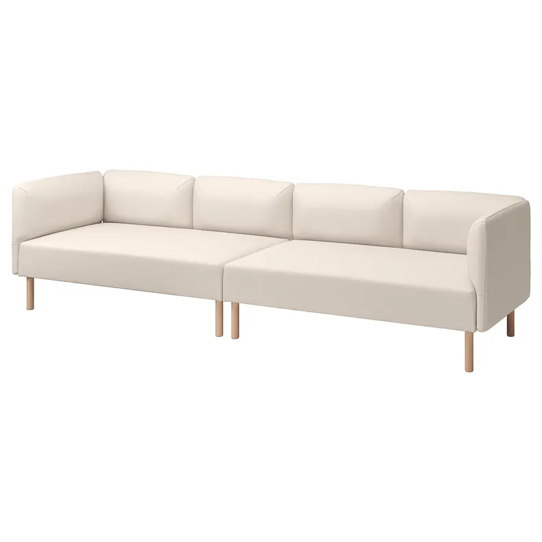 IKEA LILLEHEM ЛІЛЛЕХЕМ, 4-місний модульний диван, ВІССЛЕ/бежевий деревина 395.360.53 фото №1