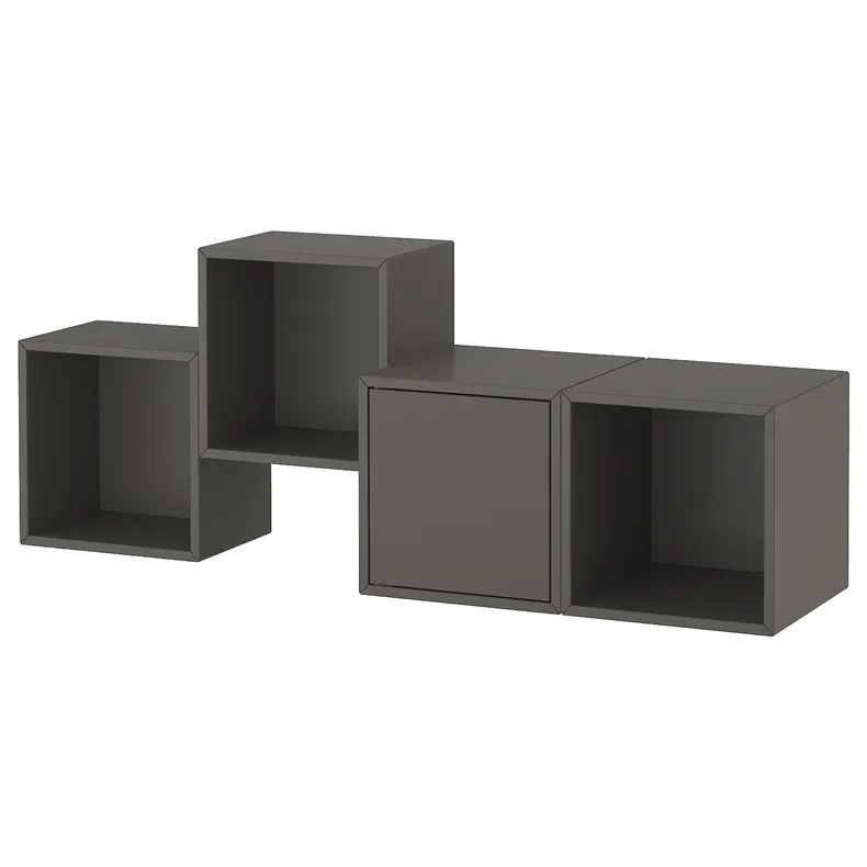 IKEA EKET ЭКЕТ, комбинация настенных шкафов, тёмно-серый, 140x35x53 см 495.702.92 фото №1
