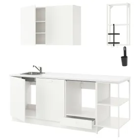 IKEA ENHET ЕНХЕТ, кухня, білий, 223x63.5x222 см 993.377.34 фото