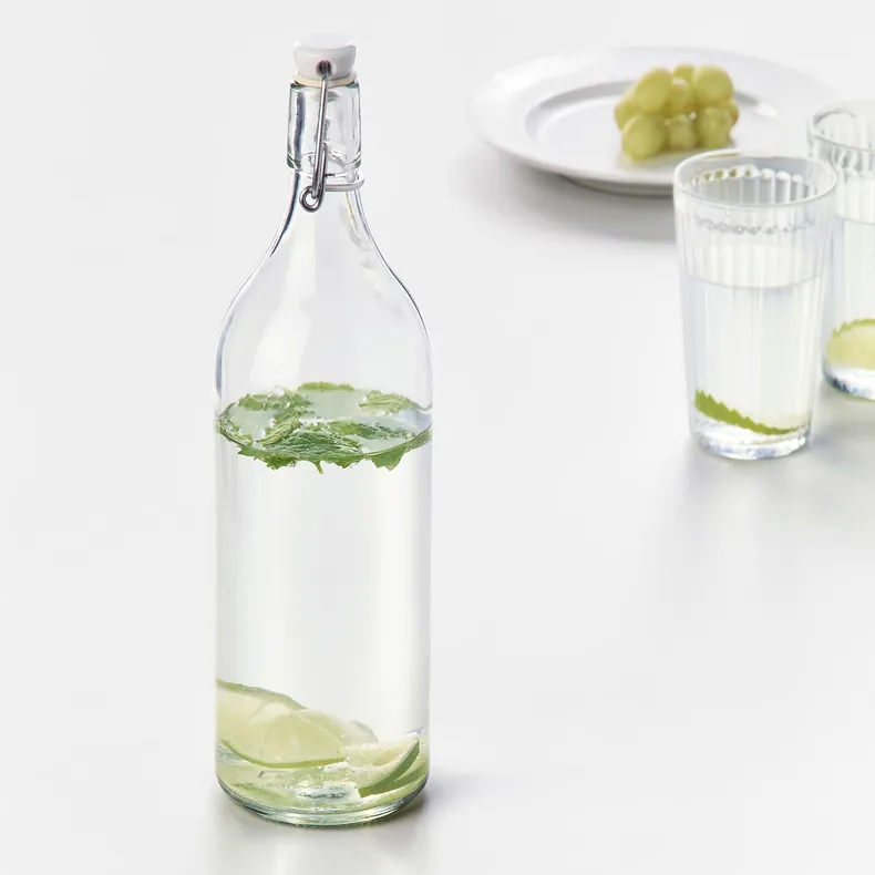 IKEA KORKEN КОРКЕН, бутылка с пробкой, прозрачное стекло, 1 л 302.135.52 фото №2