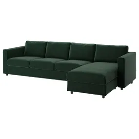 IKEA VIMLE ВІМЛЕ, 4-місний диван, з шезлонгом/дюпаном темно-зеленого кольору 294.336.11 фото