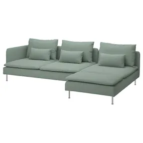 IKEA SÖDERHAMN СЕДЕРХАМН, 4-місний диван із кушеткою, з відкритим кінцем/Tallmyra світло-зелений 595.803.37 фото
