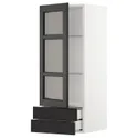 IKEA METOD МЕТОД / MAXIMERA МАКСИМЕРА, навесной шкаф / стекл дверца / 2 ящика, белый / Лерхиттан с черными пятнами, 40x100 см 594.531.98 фото thumb №1