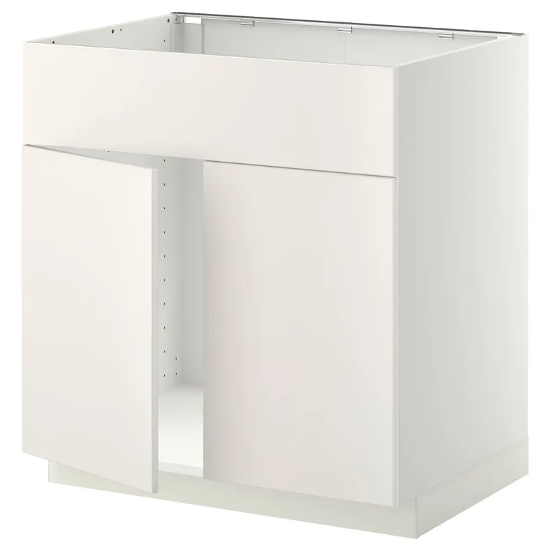 IKEA METOD МЕТОД, шкаф под мойку / 2 двери / фасад, белый / белый, 80x60 см 094.544.16 фото №1