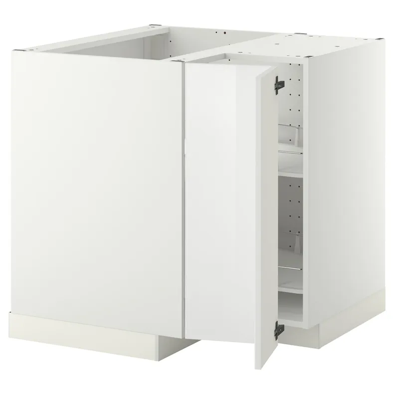 IKEA METOD МЕТОД, угловой напольн шкаф с вращающ секц, белый / Рингхульт белый, 88x88 см 293.541.85 фото №1