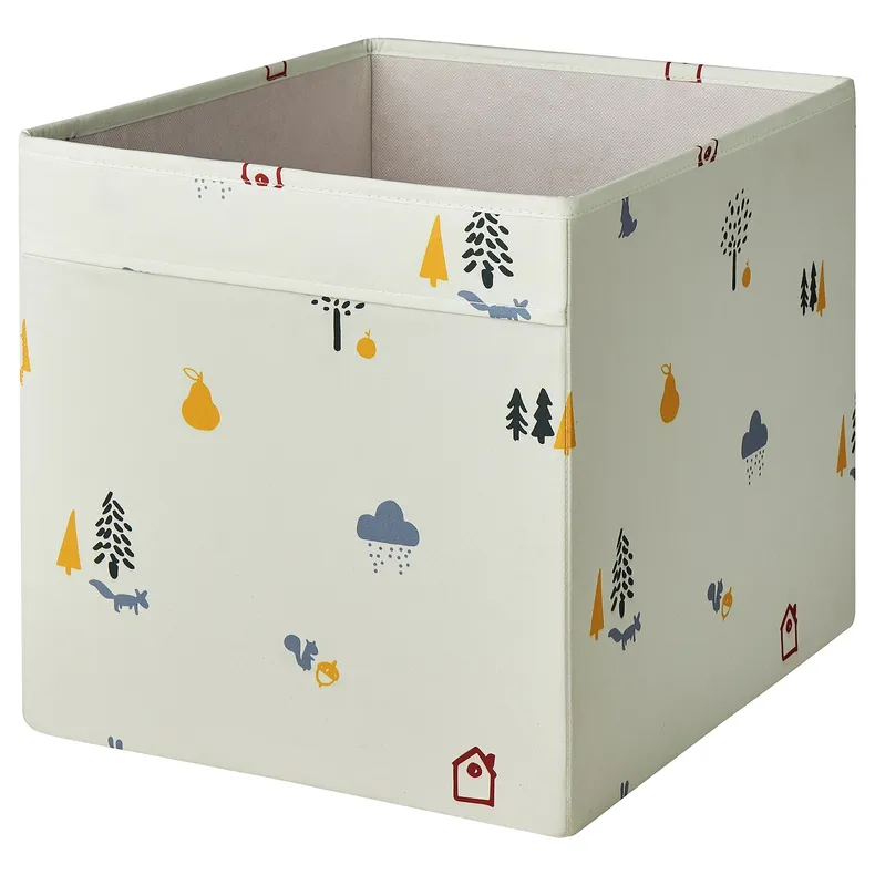 IKEA REGNBROMS РЕГНБРОМС, коробка, візерунок лісові тварини/багатобарвний, 33x38x33 см 005.553.54 фото №1