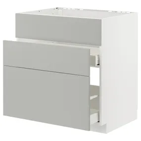 IKEA METOD МЕТОД / MAXIMERA МАКСІМЕРА, підлог шафа д / мийки+3 фр пан / 2 шух, білий / Хавсторп світло-сірий, 80x60 см 395.385.23 фото