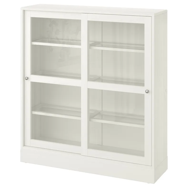 IKEA HAVSTA ХАВСТА, шкаф-витрина с цоколем, белое прозрачное стекло, 121x37x134 см 092.768.72 фото №1