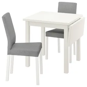 IKEA NORDVIKEN НОРДВІКЕН / KÄTTIL КЕТТІЛЬ, стіл+2 стільці, білий / Knisa світло-сірий, 74 / 104 см 094.288.04 фото