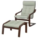 IKEA POÄNG ПОЕНГ, крісло та підставка для ніг, коричневий / ГУННАРЕД світло-зелений 995.019.32 фото thumb №1