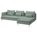 IKEA SÖDERHAMN СЕДЕРХАМН, 4-місний диван із кушеткою, з відкритим кінцем/Tallmyra світло-зелений 595.803.37 фото thumb №1