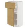 IKEA METOD МЕТОД / MAXIMERA МАКСИМЕРА, напольный шкаф с ящиком / дверцей, белый / Воксторп имит. дуб, 40x37 см 095.383.17 фото