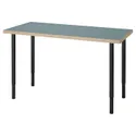 IKEA LAGKAPTEN ЛАГКАПТЕН / OLOV ОЛОВ, письменный стол, серо-бирюзовый / черный, 120x60 см 095.233.54 фото thumb №1