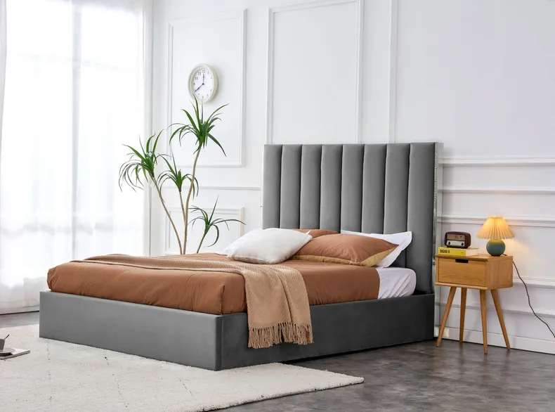 Ліжко двоспальне HALMAR PALAZZO 160x200 см, сірий / срібло фото №2