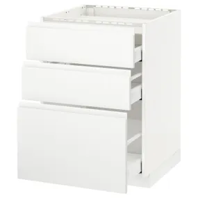 IKEA METOD МЕТОД / MAXIMERA МАКСІМЕРА, підлог шафа д / плити, 3 фр пан / 3 шух, білий / Voxtorp матовий білий, 60x60 см 491.127.89 фото