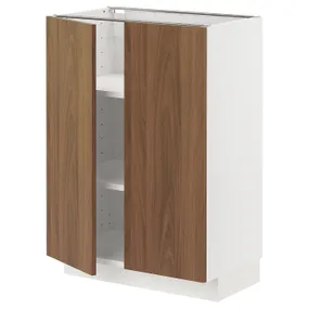 IKEA METOD МЕТОД, підлогова шафа з полицями / 2 дверцят, білий / Tistorp імітація коричневого горіха, 60x37 см 495.195.24 фото