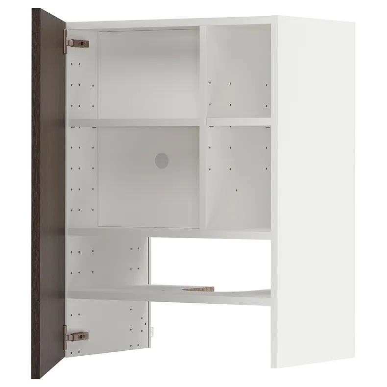 IKEA METOD МЕТОД, настінн шаф д / витяжки з полиц / дверц, білий / СІНАРП коричневий, 60x80 см 395.044.86 фото №1