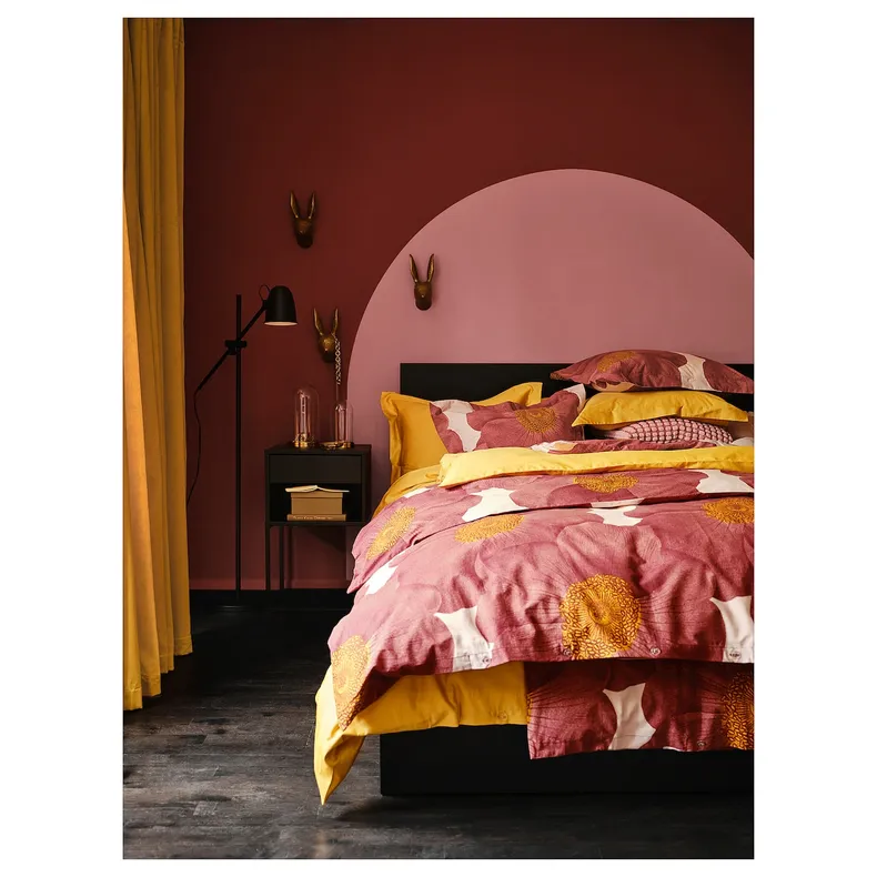 IKEA SVARTKLINT СВАРТКЛІНТ, підковдра та наволочка, світло-рожевий / темно-рожевий, 150x200 / 50x60 см 605.410.24 фото №6