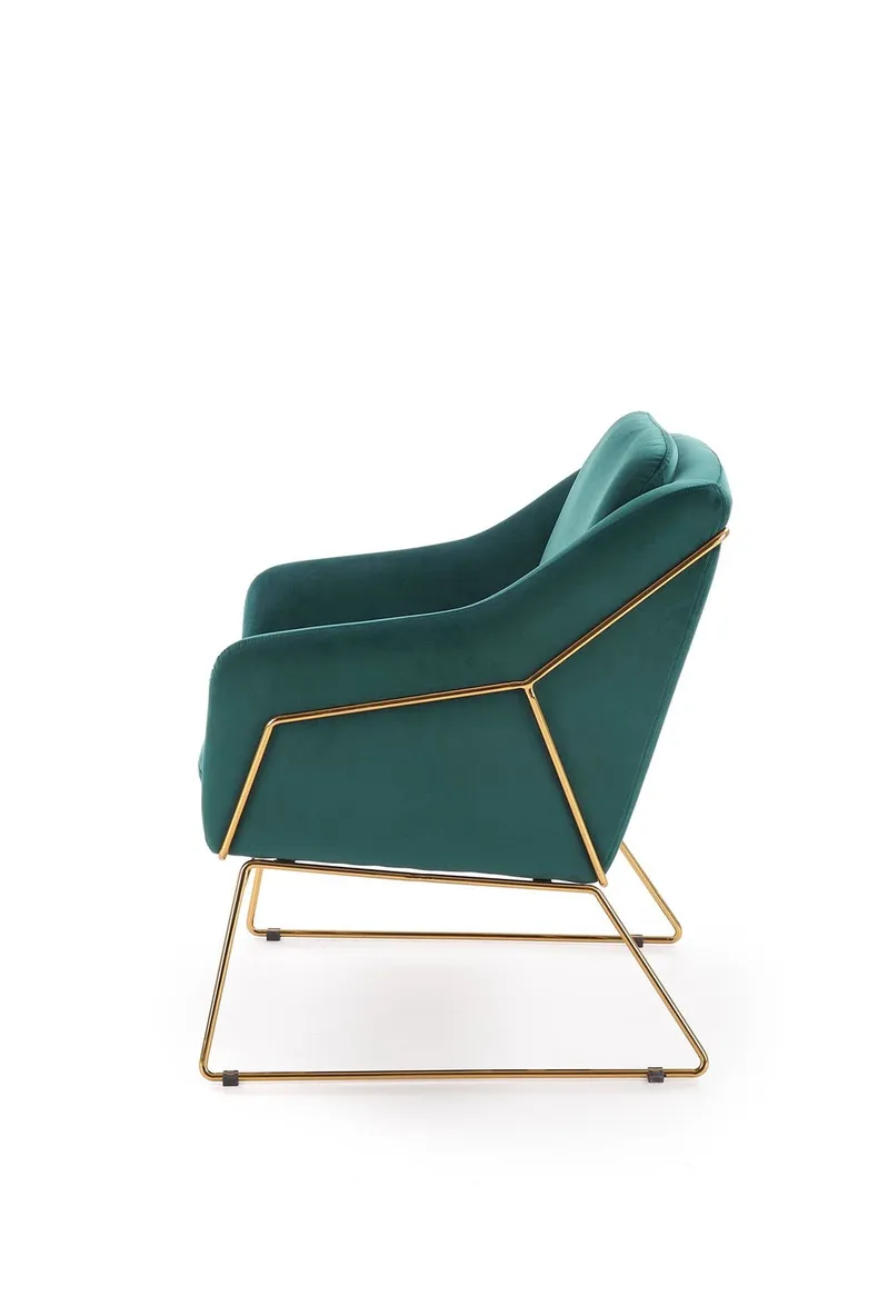 Кресло мягкое HALMAR SOFT 3 золотой каркас, темно-зеленый фото №4