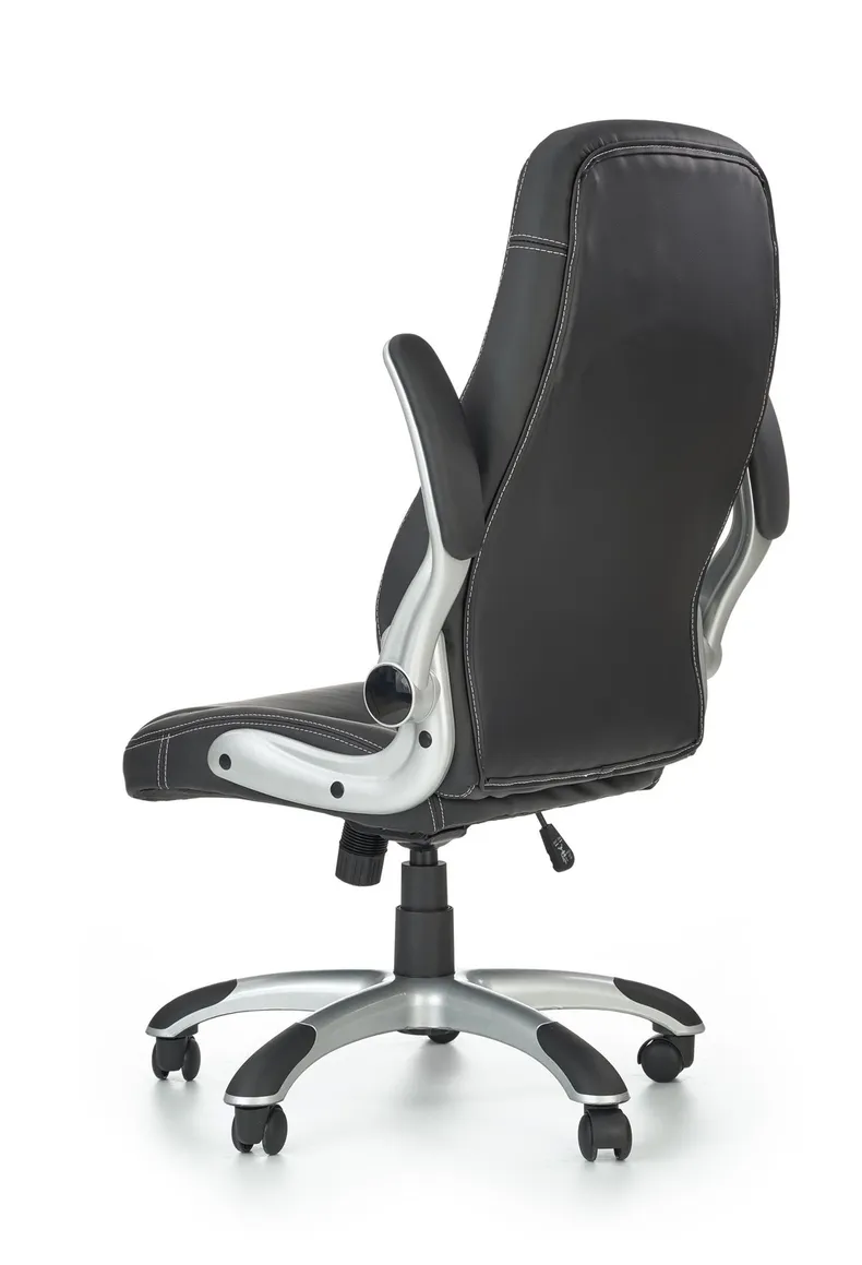 Крісло комп'ютерне офісне обертове HALMAR SATURN чорний, екошкіра перфорована фото №4