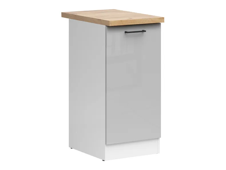 BRW Junona Line базовый шкаф для кухни 40 см правый с топом светло-серый глянец, белый/светло-серый глянцевый/крафтовый дуб золотой D1D/40/82_P_ZBL-BI/JSZP/DCRZ фото №3