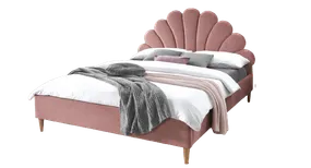 Двоспальне ліжко SIGNAL SANTANA Velvet, Bluvel 52 - античний рожевий, 160x200 фото