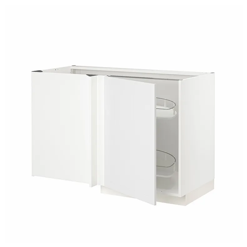 IKEA METOD МЕТОД, угловой напол шкаф с выдвижн секц, белый / Стенсунд белый, 128x68 см 494.565.45 фото №1