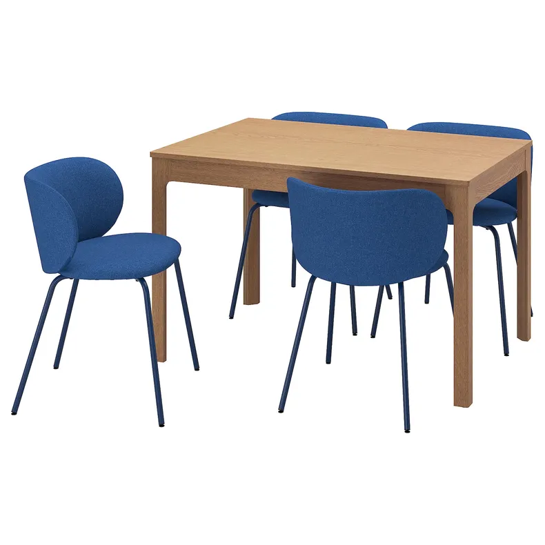 IKEA EKEDALEN ЕКЕДАЛЕН / KRYLBO КРЮЛБУ, стіл+4 стільці, дуб / тонеруд синій, 120 / 180 см 895.363.43 фото №1