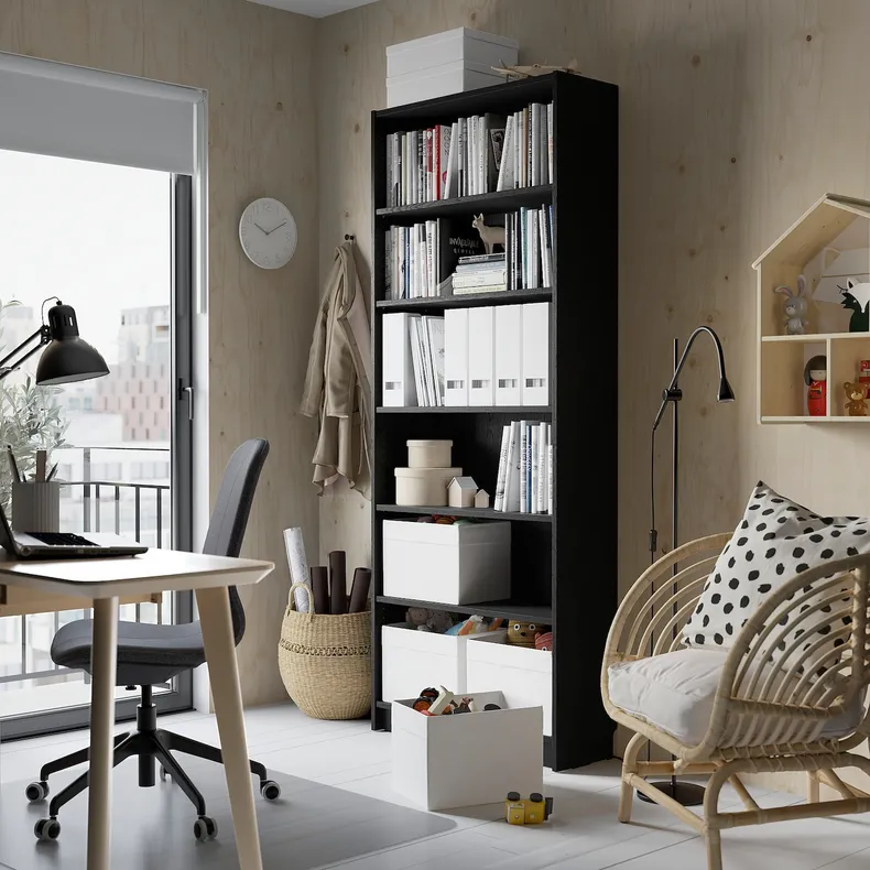 IKEA BILLY БІЛЛІ, книжкова шафа, чорний під дуб, 80x28x202 см 404.773.40 фото №3