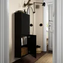 IKEA BESTÅ БЕСТО, навесной шкаф с 2 дверями, черный / коричневый / сельсвикенский глянец / черный, 60x22x128 см 194.219.58 фото thumb №2
