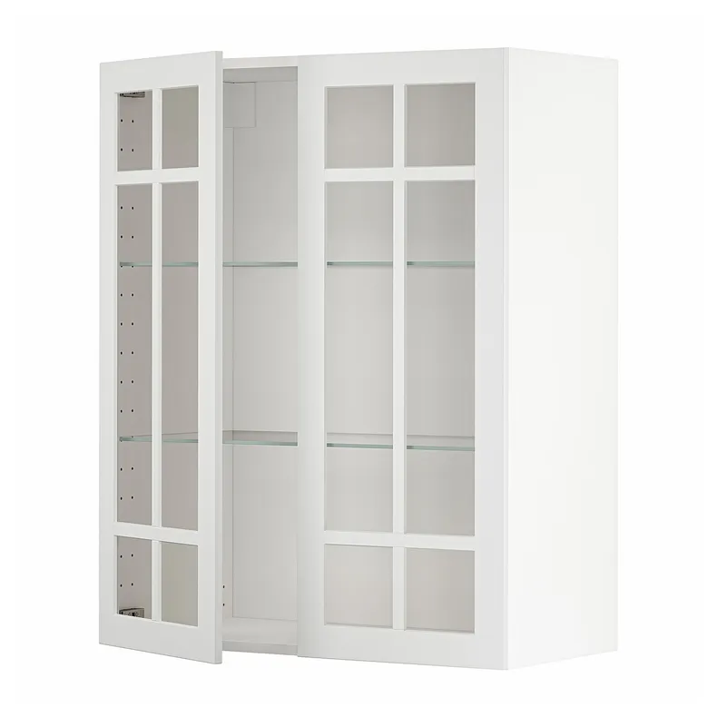 IKEA METOD МЕТОД, настінна шафа, полиці / 2 склх дверц, білий / стенсундський білий, 80x100 см 994.676.31 фото №1