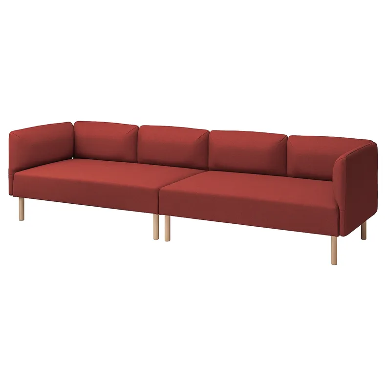 IKEA LILLEHEM ЛІЛЛЕХЕМ, 4-місний модульний диван, ГУННАРЕД/коричнево-червоний деревина 995.360.31 фото №1