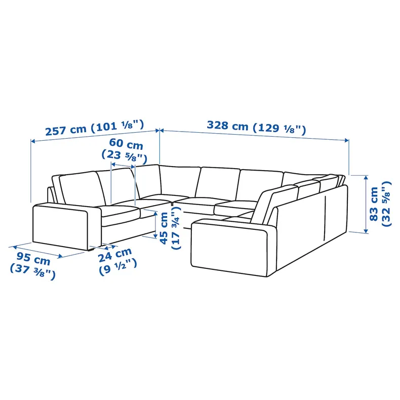 IKEA KIVIK КИВИК, 6-местный п-образный диван, Талмира бежевый 895.277.20 фото №7