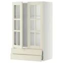 IKEA METOD МЕТОД / MAXIMERA МАКСИМЕРА, навесной шкаф / 2 стекл двери / 2 ящика, белый / бодбинские сливки, 60x100 см 993.949.94 фото thumb №1