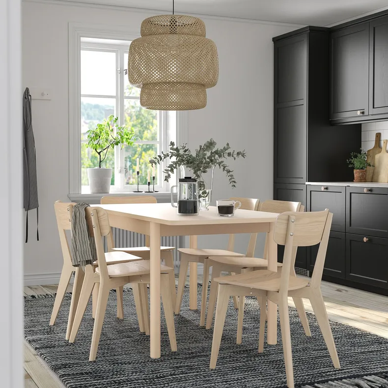 IKEA RÖNNINGE РЁННИНГЕ / LISABO ЛИСАБО, стол и 4 стула, берёза / берёза, 118 / 173 см 394.290.53 фото №2
