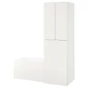 IKEA SMÅSTAD СМОСТАД, гардероб з висувним модулем, білий білий / з лавкою з відділенням д / зберігання, 150x57x196 см 794.837.07 фото thumb №1
