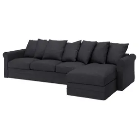 IKEA GRÖNLID ГРЕНЛІД, 4-місний диван, з шезлонгом / антрацит пагорбкуватий 594.401.15 фото