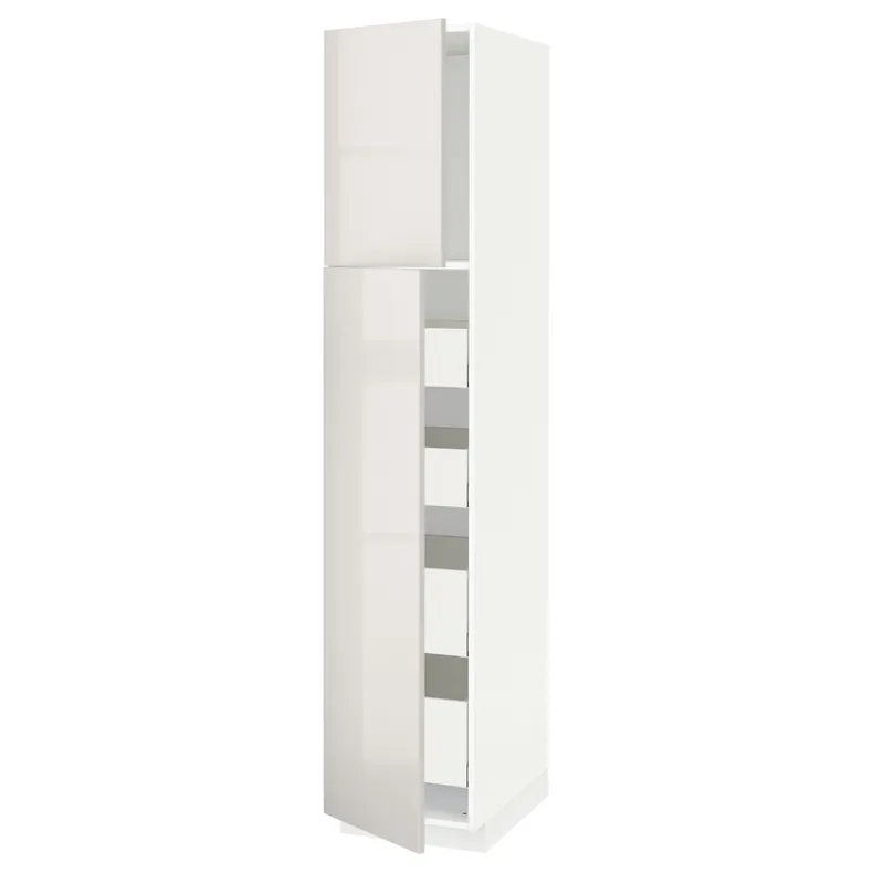 IKEA METOD МЕТОД / MAXIMERA МАКСИМЕРА, высокий шкаф / 2дверцы / 4ящика, белый / светло-серый, 40x60x200 см 194.688.75 фото №1