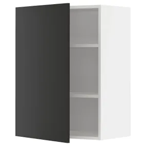 IKEA METOD МЕТОД, навесной шкаф с полками, белый / Никебо матовый антрацит, 60x80 см 594.974.56 фото
