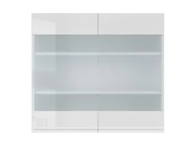 BRW Двухдверный верхний кухонный шкаф Sole 80 см с витриной белый глянцевый, альпийский белый/глянцевый белый FH_G_80/72_LV/PV-BAL/BIP фото