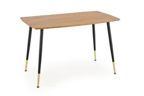Кухонний стіл HALMAR TRIPOLIS 120x70 см, стільниця - дуб золотий, ніжки - чорні фото