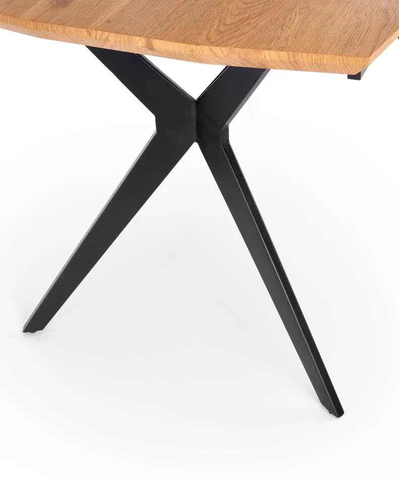 Обеденный стол раскладной HALMAR GUSTAVO 140-180x80 см - золотой дуб, ножки - черные фото №7