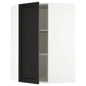 IKEA METOD МЕТОД, угловой навесной шкаф с полками, белый / Лерхиттан с черными пятнами, 68x100 см 292.575.75 фото