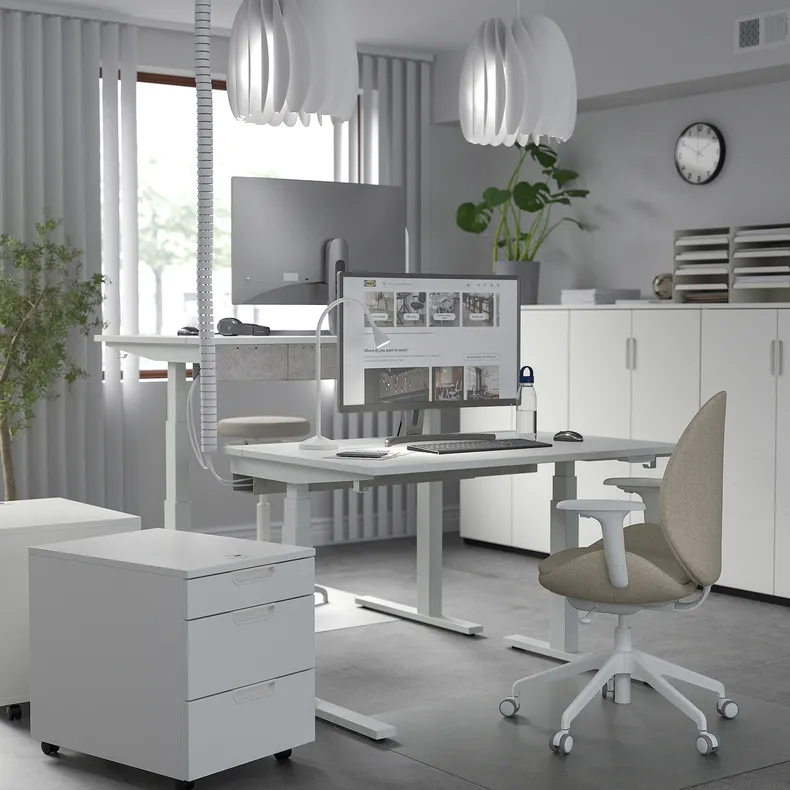 IKEA MITTZON МІТТЗОН, стіл регульований, електричний білий, 120x80 см 995.275.69 фото №4